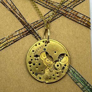 Watch Movement Steampunk Necklace - Golden Mechanical Watch Movement Jewelry
